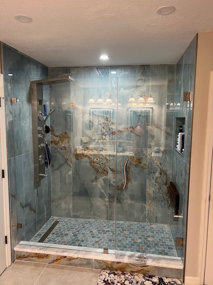 full bathroom remodeling shower with glass door